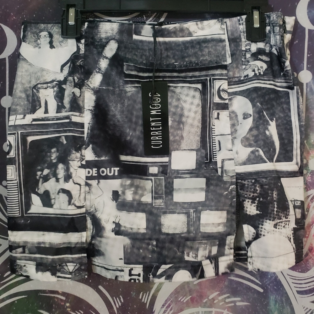 SOLD Black and white slit skirt